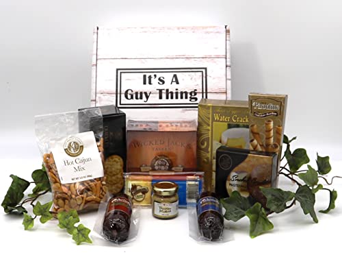 Gift Basket Village It's A Guy Thing, Gift Basket For Guys with Cheese, Sausage, Crackers and Sweets, 8 Piece Set, Original, 1 Count