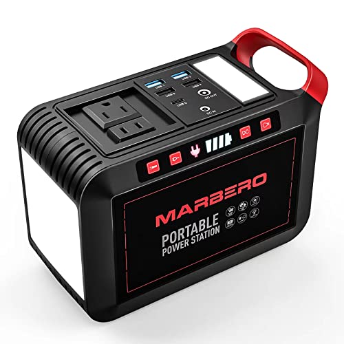 MARBERO 200W Portable Power Station 148Wh Camping Solar Generator Laptop Power Bank with AC Outlet 110V, DC, USB QC3.0, LED Flashlights for CPAP Home Outdoor Trip Emergency Backup