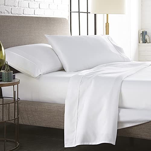 Westbrooke 500 Thread Count, 100% Cotton Queen Sheets Set - 4 Piece Long Staple Cotton Bedding with Sateen Weave - Soft, Luxury & Breathable Bedsheets with 15.5' Elasticized Deep Pockets (White)