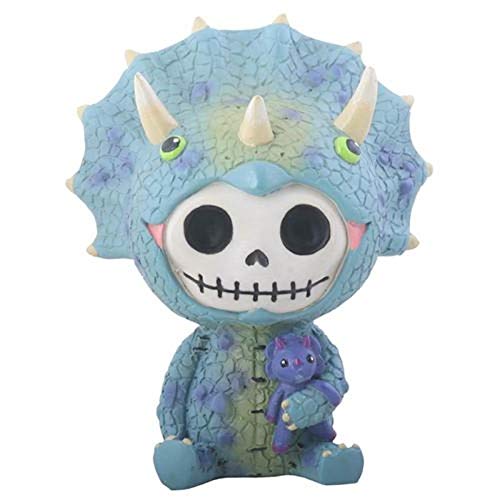 SUMMIT COLLECTION Furrybones Spike Signature Skeleton in Triceratops Costume with Purple Dinosaur Doll