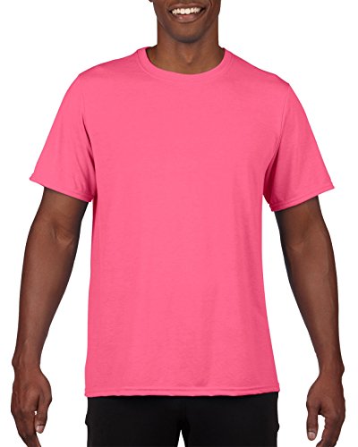 Gildan Men's 100% Polyester Moisture Wicking Performance T-Shirt, Safety Pink, Large