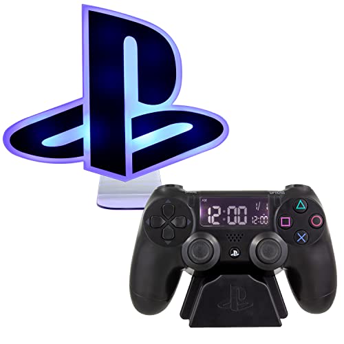 Paladone Playstation Alarm Clock and Logo Light, Playstation Merchandise and Game Room Decor