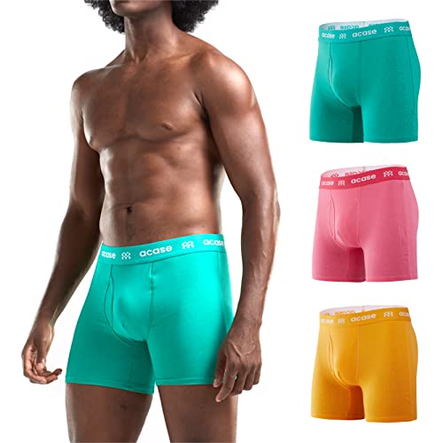 Acase Mens Underwear Boxers Briefs Cotton Stretchy Underwear Pack Compression Boxer with Pouch Breathable Brief for Men