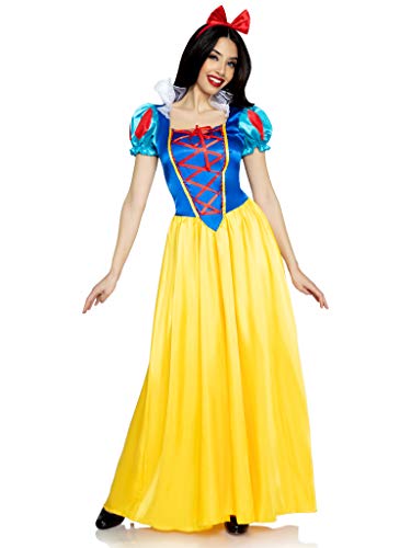 Leg Avenue Womens - 2 Piece Classic Snow White Set Family Friend Full Length Princess Dress With Headband for Women Adult Sized Costume, Multi, Small US