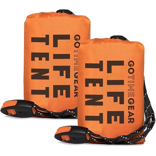 Go Time Gear Life Tent Emergency Survival Shelter – 2 Person Emergency Tent – Use As Camping Tent, Survival Tent, Emergency Shelter, Tube Tent, Survival Tarp - Includes Survival Whistle & Paracord