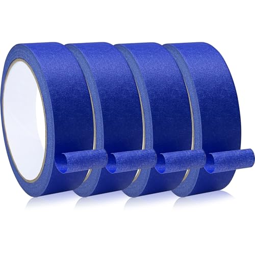 4 Rolls Premium Blue Painters Tape, Masking Tape, Adhesive Paint Tape, Painter's Paper Tape for Wall Painting, DIY Artist Crafts Arts, Decorations, Drafting, No Residue, Easy Removal, 0.94in x 22yd
