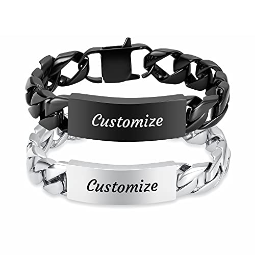 constantlife Cremation Bracelet for Ashes for Men - Stainless Steel Cuban Link Urn Bracelet Keepsake Ash Holder Cremation Memorial Jewelry (Customize-24cm)