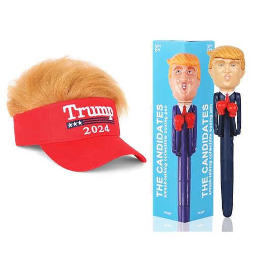 Jsuslife Trump Merchandise, Talking Pen with 2024 MAGA Hat Gag White Elephant Gifts for Men and Women