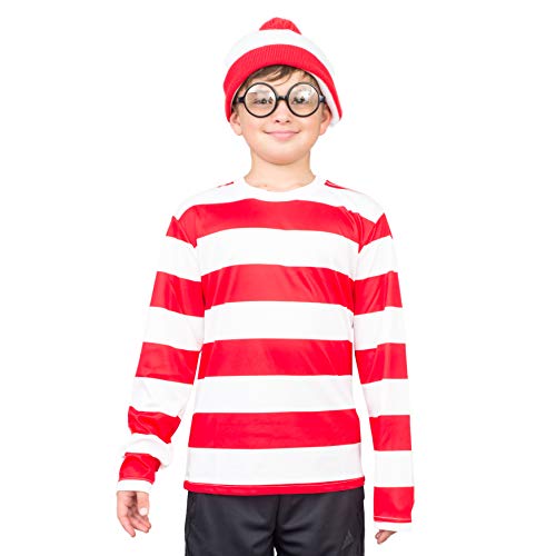 Where's Waldo Wally Deluxe Adult Costume Set (Medium, YOUTH)