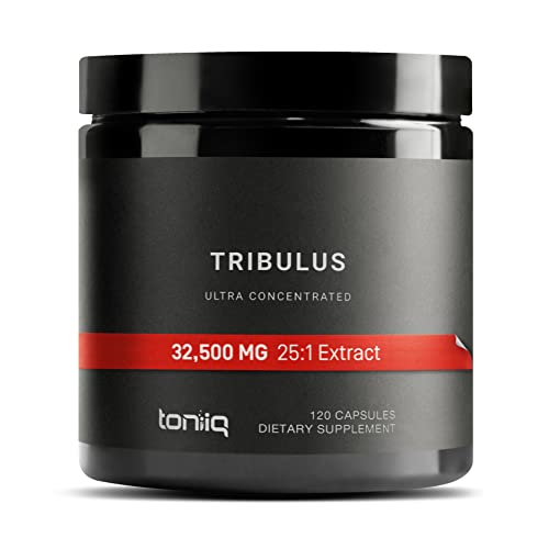 Toniiq Ultra High Strength Tribulus Capsules - 95% Steroidal Saponins - 1300mg Concentrated Extract Formula for Testosterone - 120 Caps
