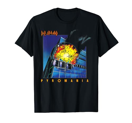 Def Leppard Pyromania Black Cotton T-Shirt, Classic Fit, Crew Neck, Short Sleeve, Adult