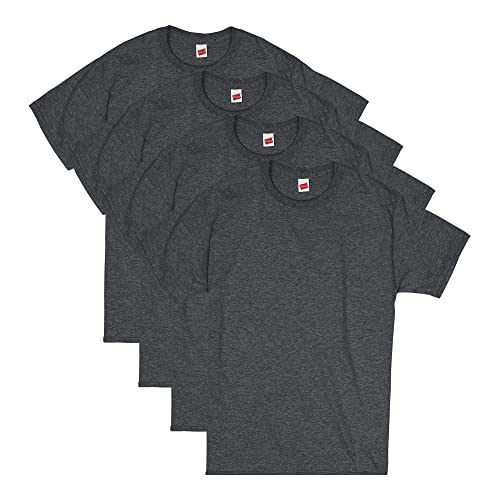 Hanes Men's Essentials Short Sleeve T-shirt Value Pack (4-pack),charcoal heather,MEDIUM