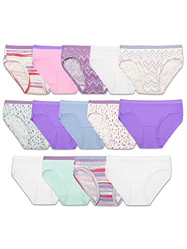 Fruit of the Loom Girls' Cotton Hipster Underwear, 14 Pack - Fashion Assorted, 4