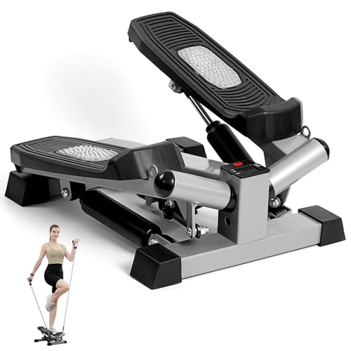 BESVIL Stair Steppers for Exercise, Steppers for Exercise at Home, Hydraulic Mini Fitness Stepper with ResistancBands, 330lbs Weight Capacity，Stepper for Total Body Workouts.