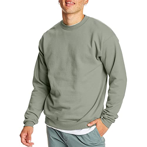 Hanes Mens Ecosmart Fleece Sweatshirt, Cotton-blend Pullover, Crewneck For Men, 1 Or 2 Pack, Stonewashed Green - 1 Pack, Large US