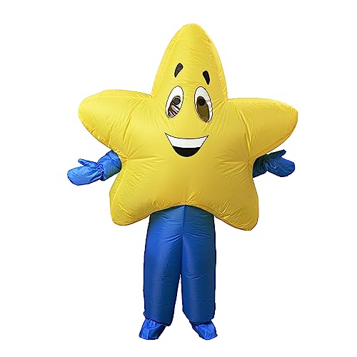 Longteng Five-Point Star Costume Adult Inflatable Costume Men Fancy Dress Halloween Blow Up Suit Cosplay Party (Blue)