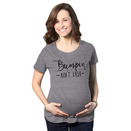 Bumpin Ain't Easy Maternity Shirt Funny Baby Bell Pregnancy Tee Funny Graphic Maternity Tee Funny Maternity Shirts Dark Grey M