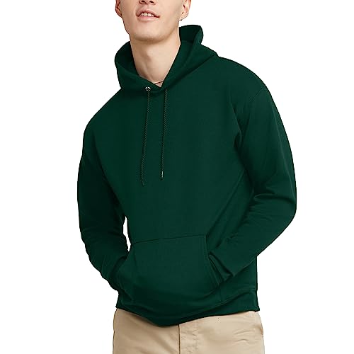Hanes Men's Pullover EcoSmart Hooded Sweatshirt, Deep Forest, X-Large