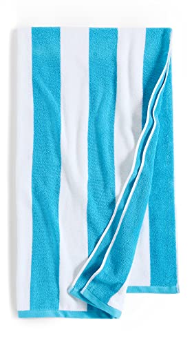 Kassatex Fine Linens Women's Cabana Stripe Beach Towel, Aqua, 40'' x 70'''