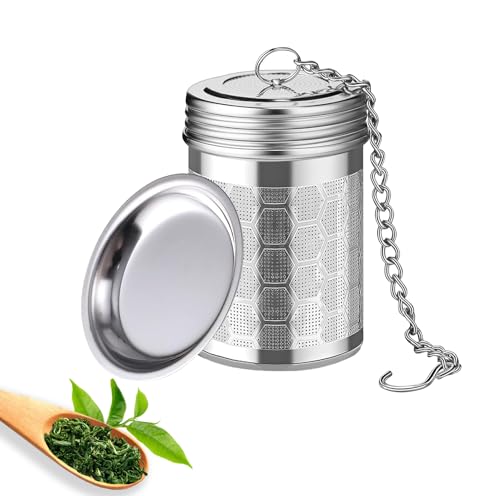 Tea Infuser Strainers for Loose Tea, 304 Stainless Steel Tea Diffusers Filter with Drip Trays and Chain Hook, Extra Fine Mesh Tea Steeper Basket Infusers for Teapot, Mug, Cup