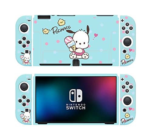 RELMUD Protective Case for Nintendo Switch OLED - Pochacco Eat Ice Cream - Soft Anti-Scratch Shock-Absorption Slim Cover Shell for Nitendo Switch OLED Console