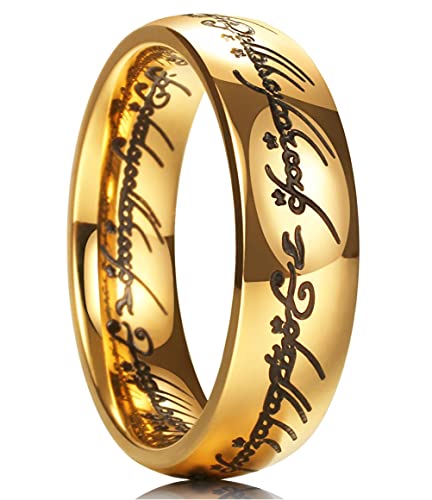 King Will 7mm One Ring for Men Lord Rings Magic Power Rings Gold Titanium Rings Wedding Band for Men Women Comfort Fit High Polished 8