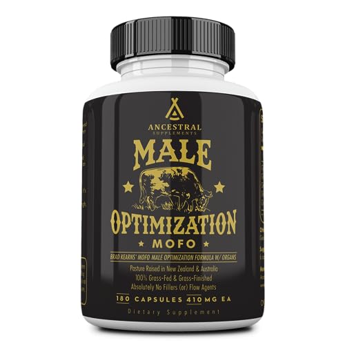 Ancestral Supplements Mofo, Supplements for Men, Support for Test and Energy Levels and Overall Men's Health and Wellness, Non-GMO Grass Fed Beef Organ Supplement with Liver, No Fillers, 180 Capsules