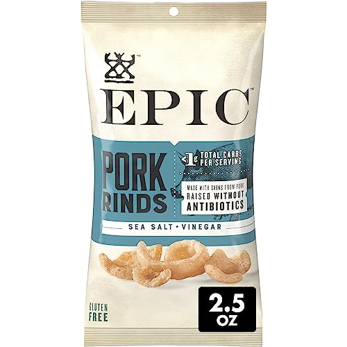 EPIC Sea Salt + Vinegar Oven Baked Pork Rinds, Keto Friendly, 2.5 oz