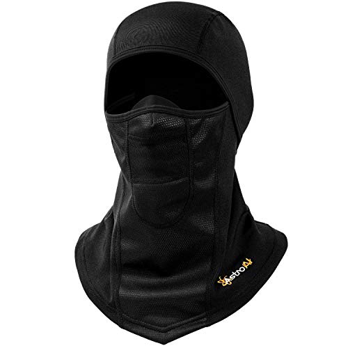 AstroAI Ski Mask Windproof Balaclava for Cold Weather, Winter Face Mask Breathable Stretchable for Skiing, Snowboarding, Black
