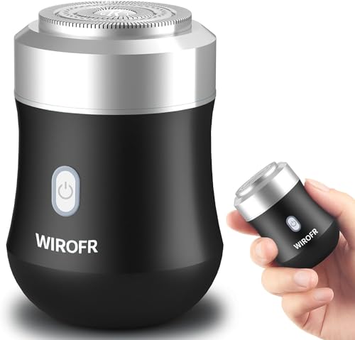 WIROFR Electric Shaver One-Button Use Electric Razor for Men Rotary Portable Mini Shaver Pocket Size, Rechargeable, Wet&Dry, IPX7 Waterproof, Travel, Home, Office, Car (Black)