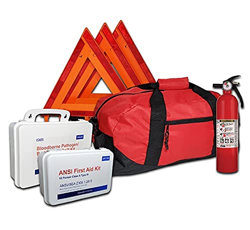Safety and Trauma Supplies All-in-One NEMT Kit DOT OSHA Compliant with Kidde 2.4lb UL Rating: 1A10BC Fire Extinguisher, Model FA110G