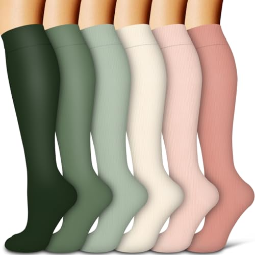 Compression Socks for Women & Men Circulation(6 pairs)-Graduated Supports Socks for Running, Athletic Sports