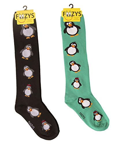 Foozys Women’s Winter Novelty Casual Knee High Socks | Cute Penguins (2 Pairs)