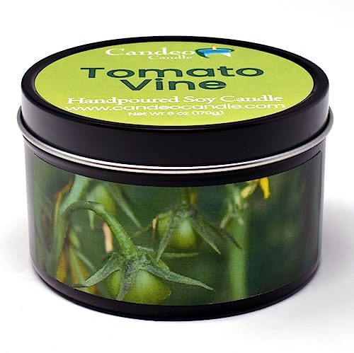 Soy Candle -Large Travel Tins, 6oz - Highly Scented - Made with Soy Wax - Handmade in The USA - Candeo Candle (Tomato Vine)