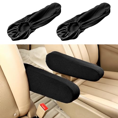 TUTUDOW 1 Pair Universal Size Seat Arm Rest Cover,Replacement Car Front Seat Armrest Cover,Car Interior Accessories(Black)