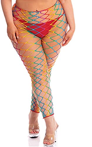 Plus Size Rain Or Shine Two Piece Bodystocking Rainbow One Size Fits Most Queen