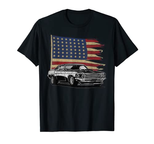 American Muscle Sports Car Muscle Car Flag T-Shirt