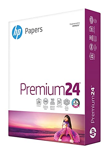 HP Printer Paper | 8.5 x 11 Paper | Premium 24 lb | 1 Ream - 500 Sheets | 100 Bright | Made in USA - FSC Certified | 112400R
