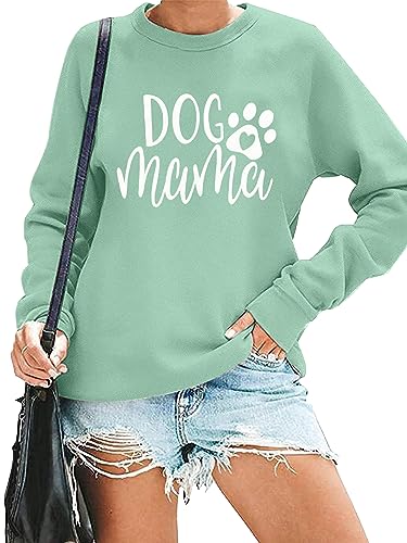 MK Shop Limited Dog Mom Sweatshirt For Women Cute Dog Paw Graphic Long Sleeve Pullover Blouse（S-2XL）