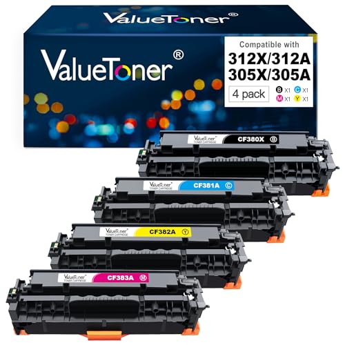 Valuetoner Remanufactured Toner Cartridges Replacement for HP 305A HP 312A Toner Cartridges 305X 312X High Yield for Laserjet Pro 400 300 Color M451dn M451dw M451nw M475dw MFP M476nw Printer (4-Pack)