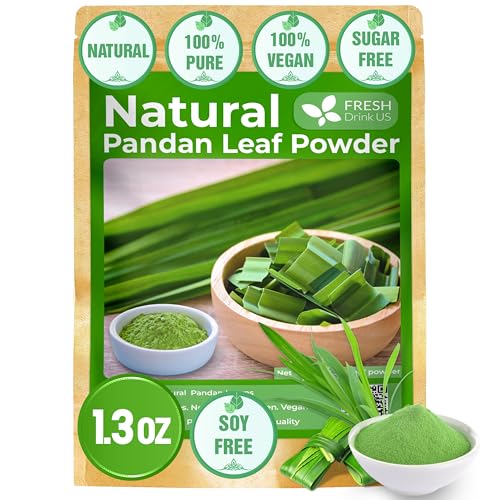 1.3oz Pandan Leaf Powder, 100% Natural and Pure from Pandan Dried Leaves, Emerald Pandan Leaf Powder, Green Food Coloring Powder, No Additives, No Gluten, Vegan.