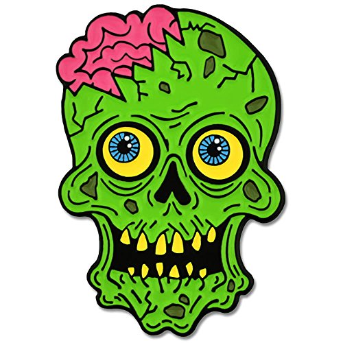 PinMart Green Zombie Skull and Brains Horror Halloween Enamel Lapel Pin
