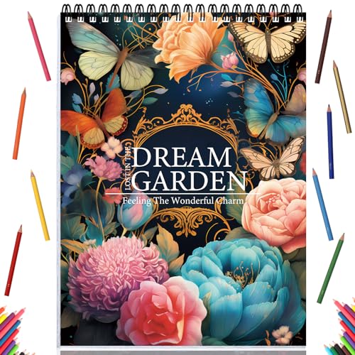 ADEVIAN Coloring Books for Adult Coloring Book for Women Spiral Bound Page One Sided Design Gifts Arts and Crafts for Women to Relax, Anxiety and Depression 30 Colorful Coloring Pages of DREAM GARDEN