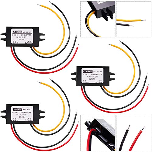 Direct Current Converter 12V to 5V 3A 15W Buck Converter Module, Direct Current to Direct Current Reduced Voltage Regulator Car Power Converter Output Power Adapter, Wire Interface (3 Pieces)