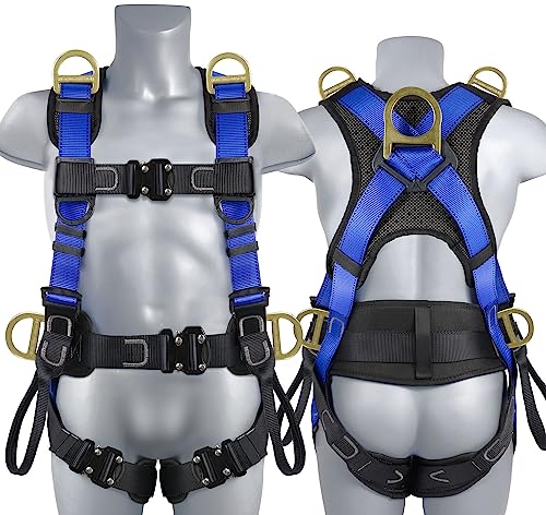 TT TRSMIMA Safety Harness Fall Protection Upgrade 4 Quick Buckles Construction Full Body Harness with 6 Adjustment D-ring