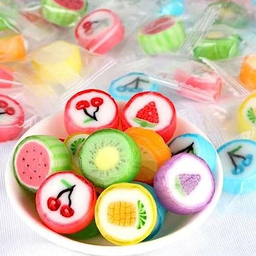 Fruit Slices Candy - Hard Candy Bulk 1 lb Bag of Individually Wrapped Small Candy Fruit Slices (approx. 113 pcs) Hard Candies Assortment - Great for Candy Buffet - Office Candy - Treat Bags