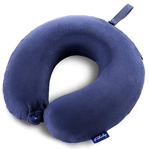 Fabuday Travel Pillow Memory Foam - Head Neck Support Airplane Pillow for Traveling, Car, Home, Office, Travel Neck Flight Pillow with Attachable Snap Strap Soft Washable Cover