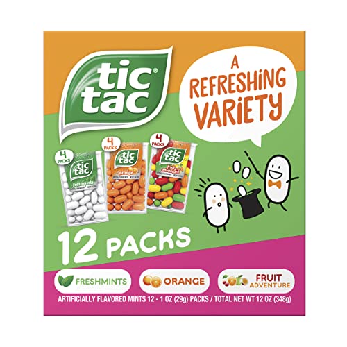 Tic Tac Flavor Variety Pack, Bulk 12 Pack, On-The-Go Refreshment, 1 Oz Each