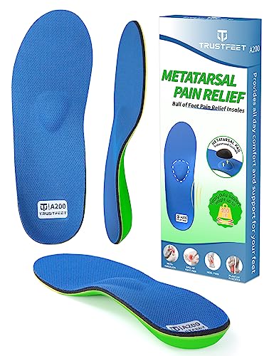 Trustfeet Heavy Duty Support Metatarsal Pain Relief Insoles for Metatarsalgia,Morton's Neuroma,Ball of Foot Pain Relief,Plantar Fasciitis,Arch Support Orthotics Shoe Inserts for Man Women-D