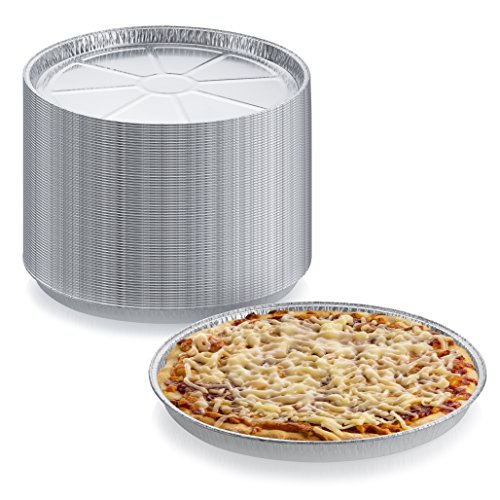 Pack of 25 Disposable Round Foil Pizza Pans – Durable Pizza Tray for Cookies, Cake, Focaccia and More – Size: 12-1/4' x 3/8'